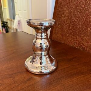 Vintage IKEA SKIMMER Candle Holder Glass Chrome Silver 7” Tall - Discontinued